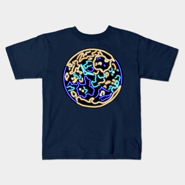 Electric Solar System Spectral Blue Neon Mercury Kids T-Shirt by gkillerb